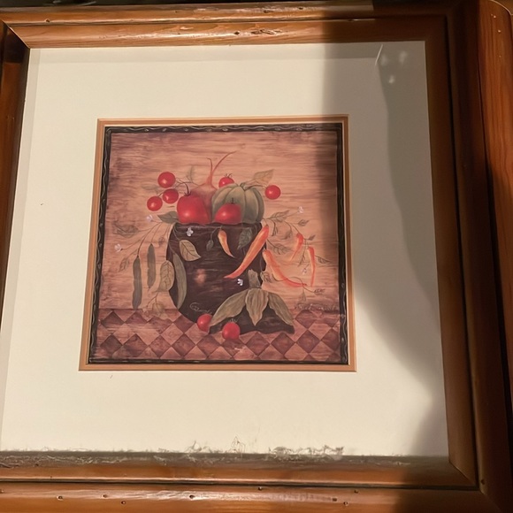 Set of 4 12x12 framed in genuine wood fruit/vegetable prints - Picture 2 of 5